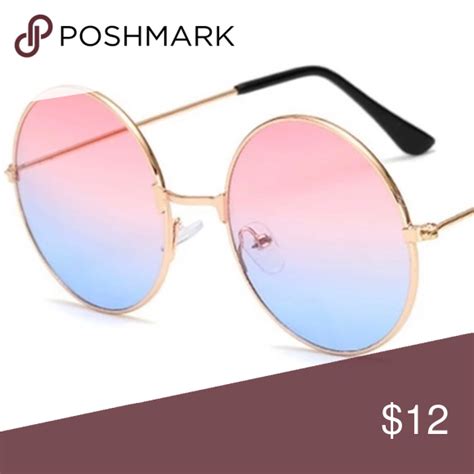 blue and pink round sunglasses